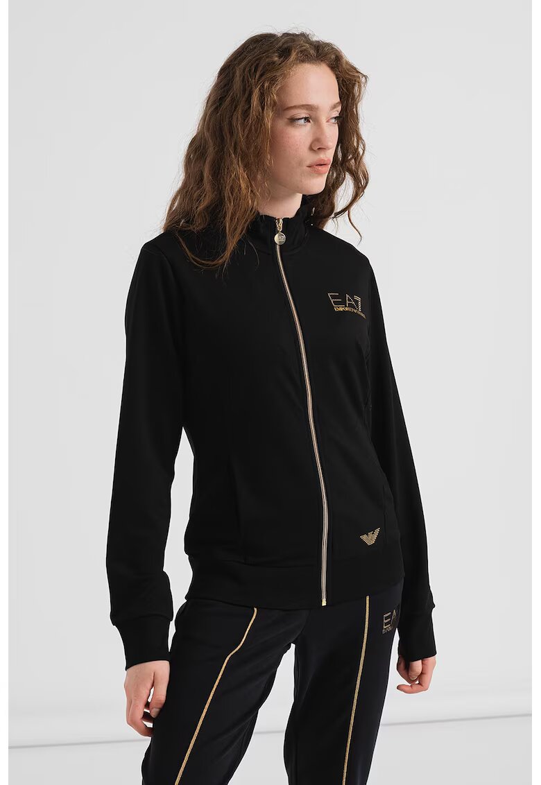 EA7 Bluza sport cu fermoar si buzunare laterale - Negru