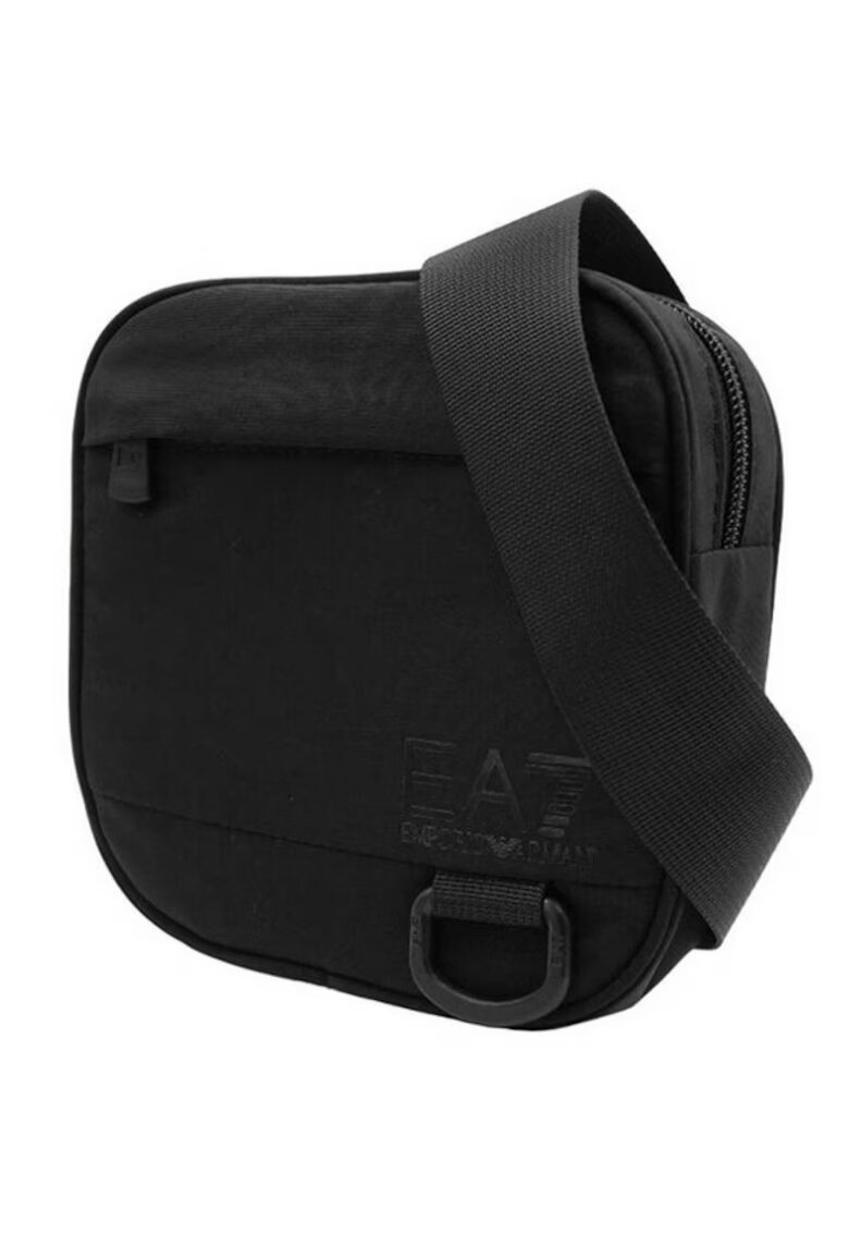 EA7 Borseta neagra cu logo discret