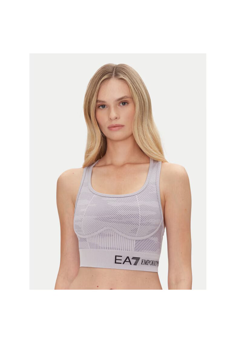 EA7 Bustiera sport - Emporio Armani - 72% 24% poliester - 4% elastan - gri lavanda - Gri