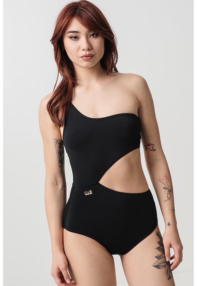 EA7 Costum de baie intreg cu decupaj lateral - Negru