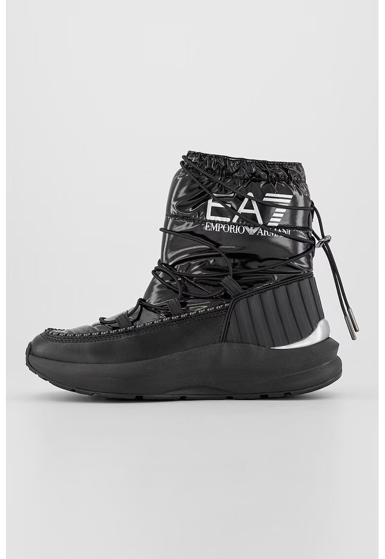 EA7 Ghete din piele ecologica si material textil - fara inchidere - Negru