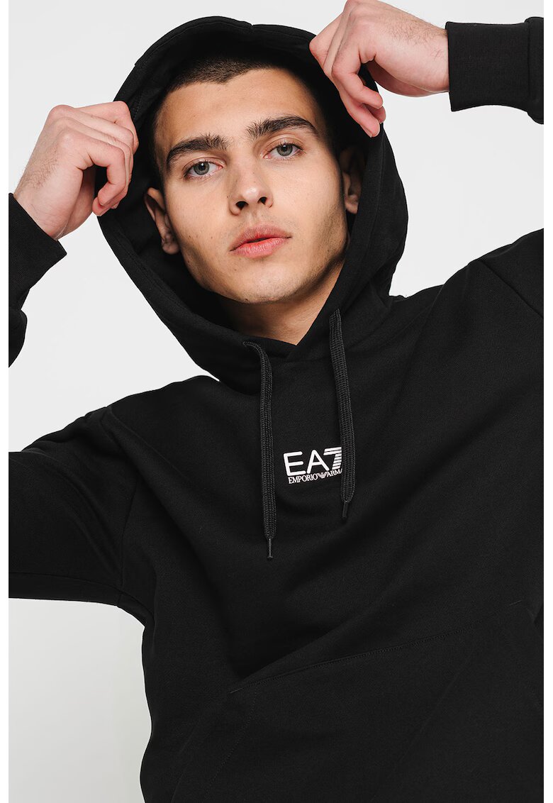 EA7 Hanorac cu detaliu logo - Negru/Alb optic