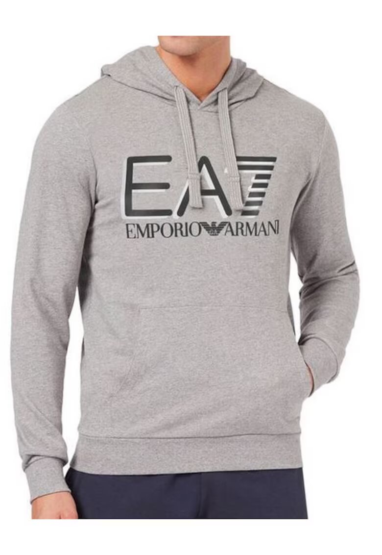 EA7 Hanorac pentru barbati - Emporio Armani Bumbac - Gri/Negru - Gri