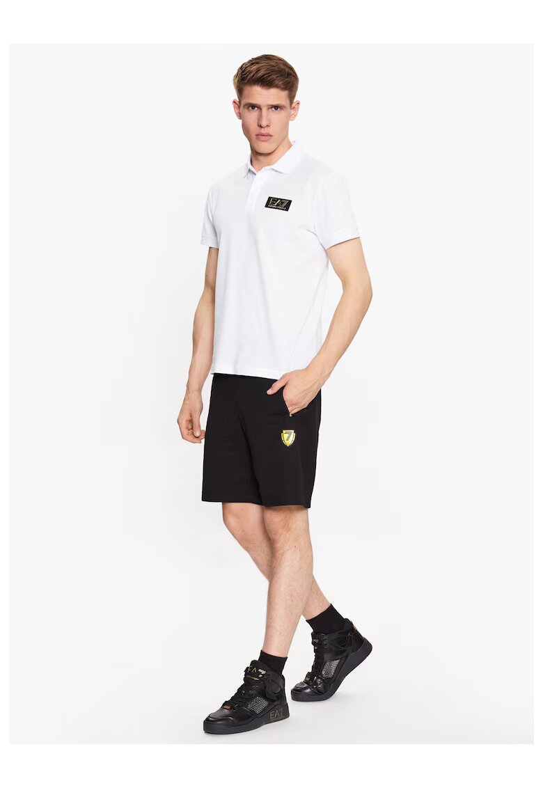 EA7 Pantaloni scurti barbati - Emporio Armani - Bumbac - Negru - Negru