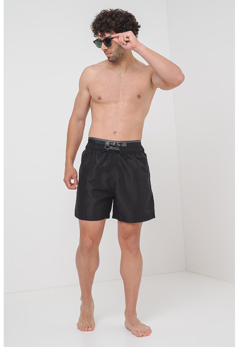 EA7 Pantaloni scurti de baie cu banda dubla in talie - Negru