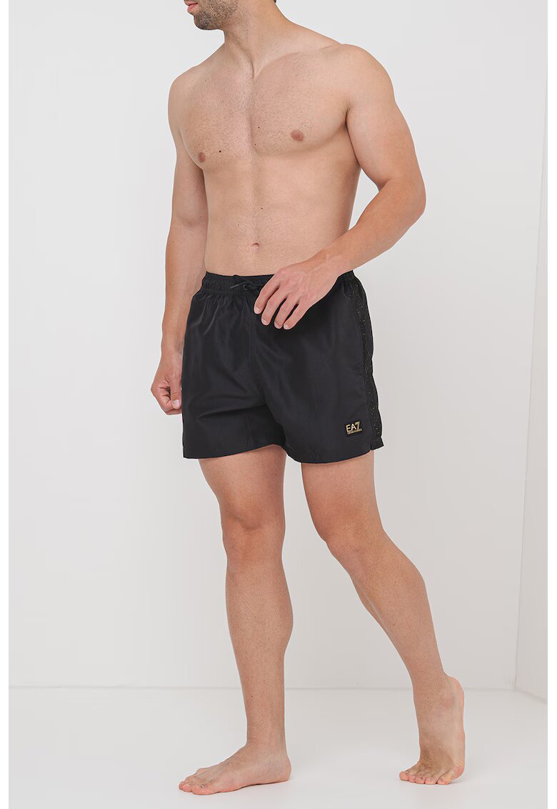 EA7 Pantaloni scurti de baie cu insertii laterale - Negru