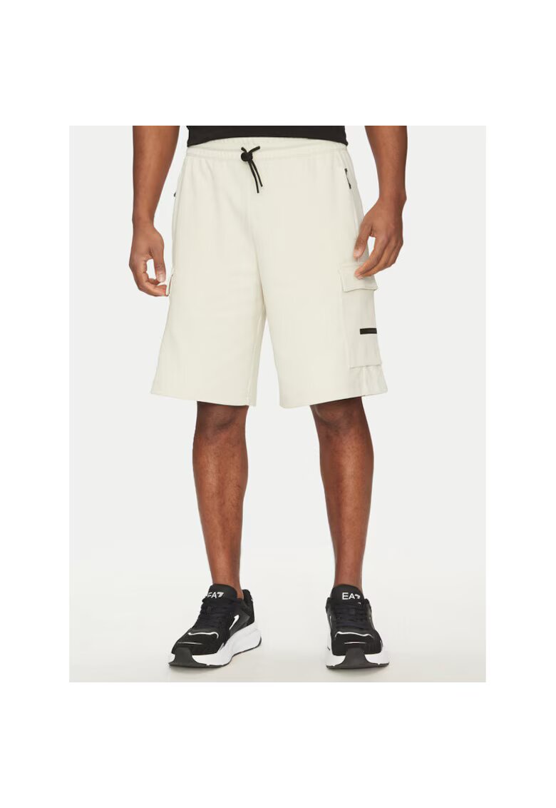 EA7 Pantaloni scurti sport barbati Emporio Armani - 7M000326 AF12660 - Bumbac/Elastan - Ecru - Ecru
