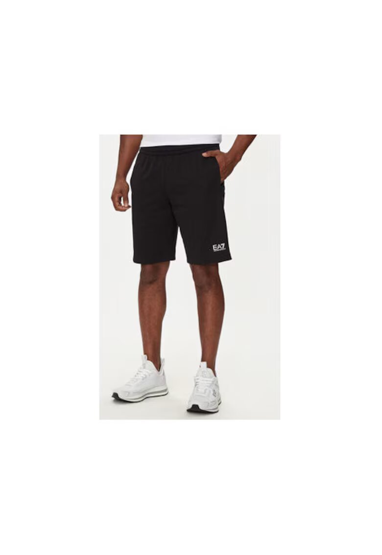 EA7 Pantaloni scurti sport barbati Emporio Armani - 8NPS65 PJVRZ - Bumbac - Negru - Negru