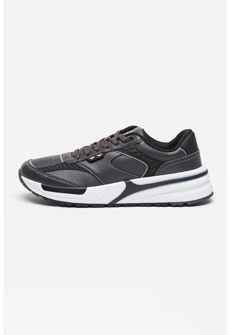 EA7 Pantofi sport cu garnituri de piele ecologica - Negru/Gri carbune