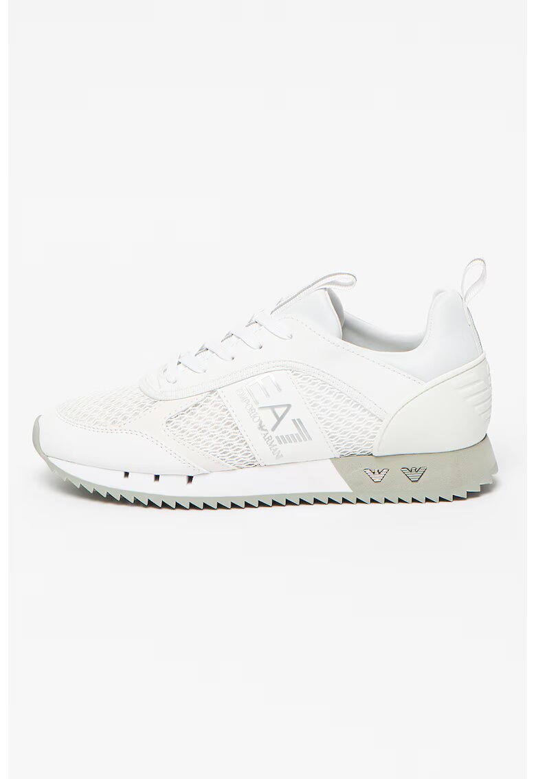 EA7 Pantofi sport cu insertii din plasa - Alb/Argintiu