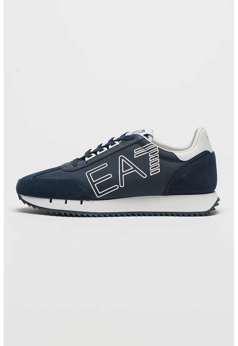 EA7 Pantofi sport low-top unisex cu garnituri din piele intoarsa - Bleumarin