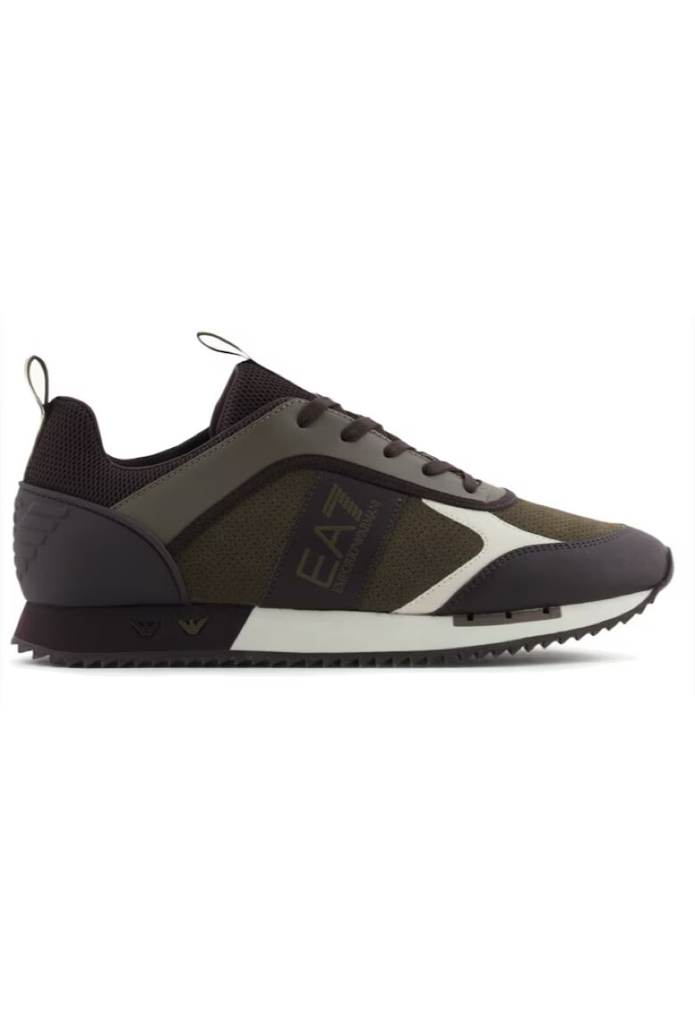 EA7 Pantofi sport pentru Barbati - black white suede - X8X027-XK347-T987 - Negru - Negru
