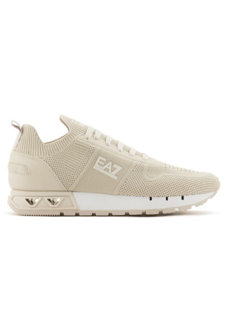EA7 Pantofi sport pentru Femei - black white legacy knit - X8X171-XK373-T498 - Bej - Bej