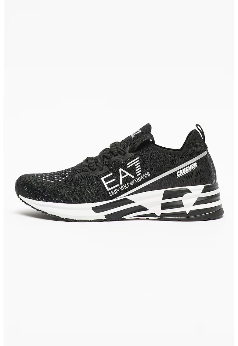 EA7 Pantofi sport slip-on cu logo in lateral - Negru