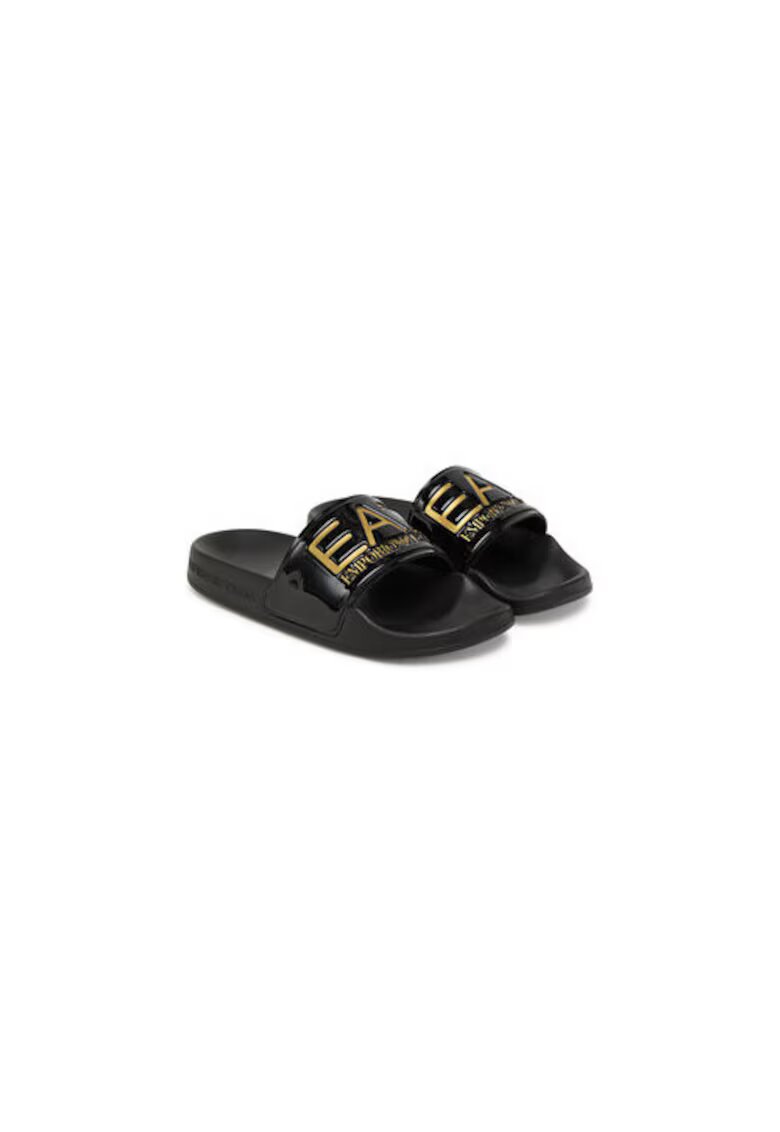 EA7 Papuci copii - Emporio Armani negru - plastic
