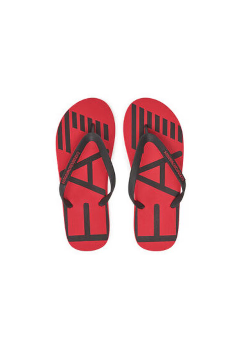 EA7 Papuci flip-flop barbati Emporio Armani - XCQ004 XK196 - Sintetic - Negru/Rosu - Rosu/Negru