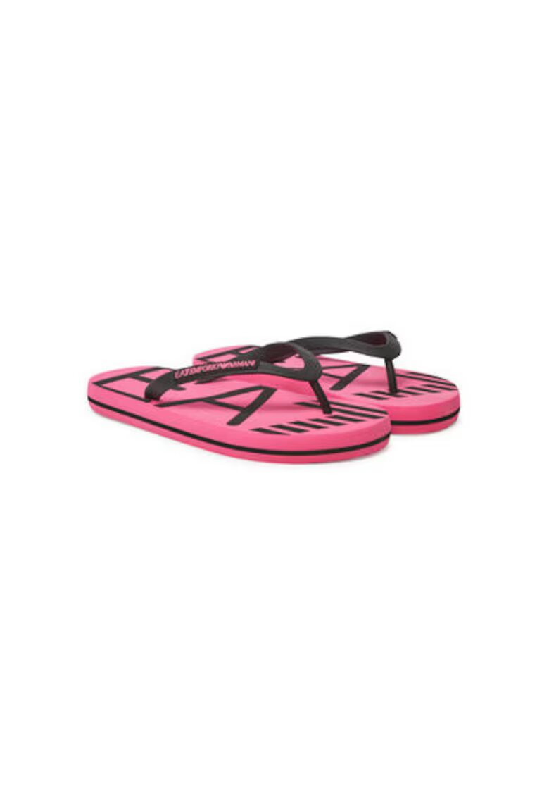 EA7 Papuci flip-flop dama Emporio Armani - XCQ004 XK196 - Sintetic - Negru/Roz - Negru/Roz