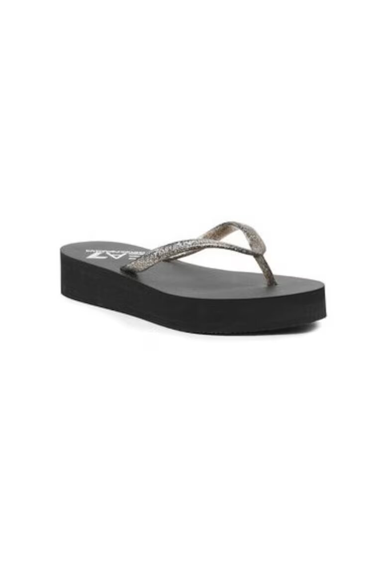 EA7 Papuci flip-flop dama Emporio Armani - XFQ013 XK322 - Sintetic - 38 EU - Negru/Argintiu