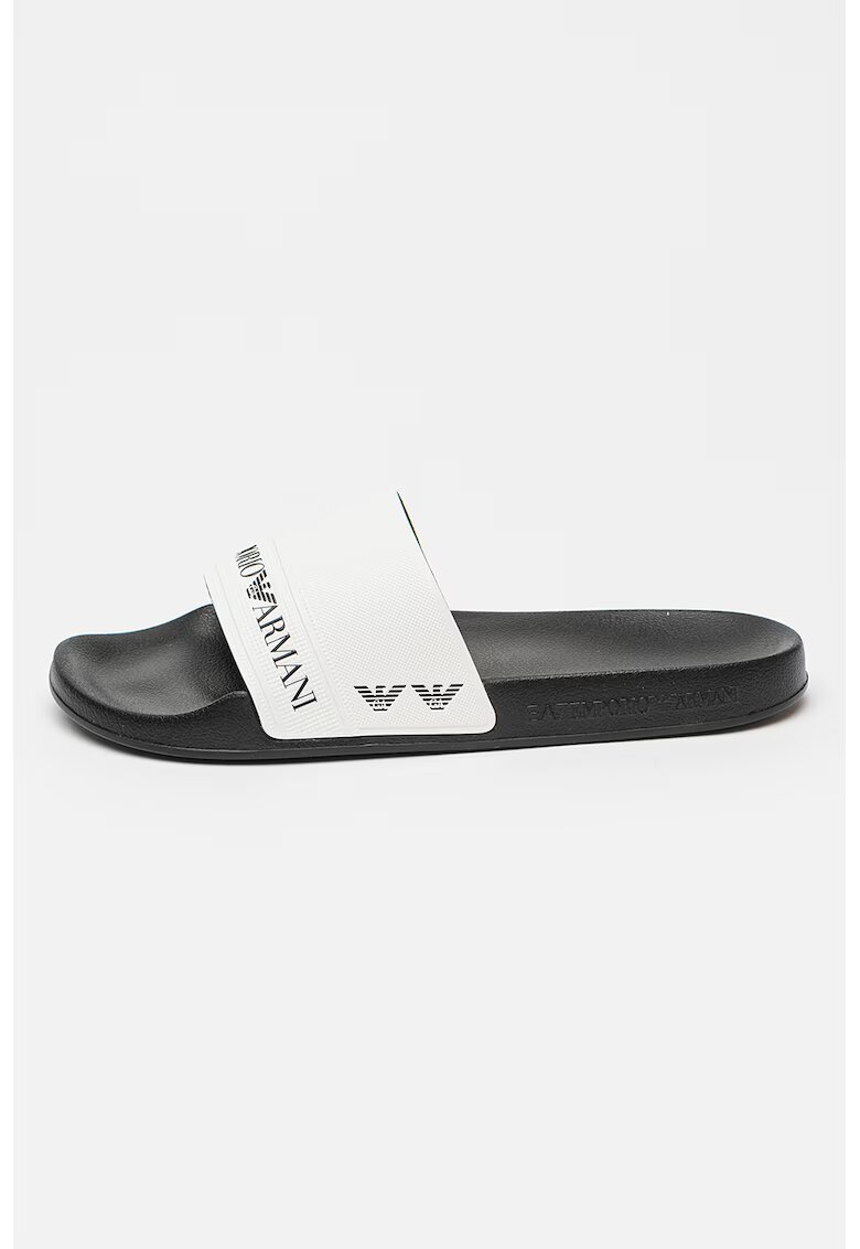 EA7 Papuci unisex cu logo - Alb/Negru