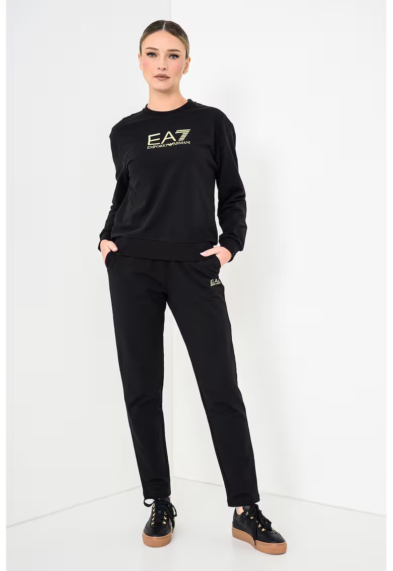 EA7 Trening cu imprimeu logo pentru fitness - Negru