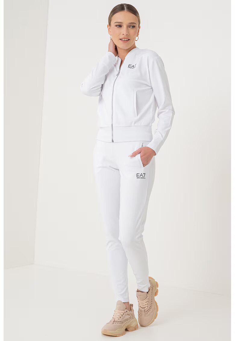 EA7 Trening slim-fit cu fermoar - Negru/Alb optic