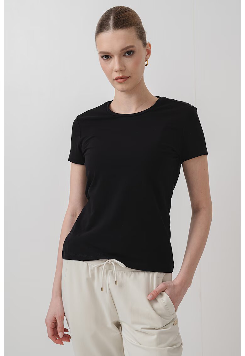 EA7 Tricou cu benzi logo - Negru