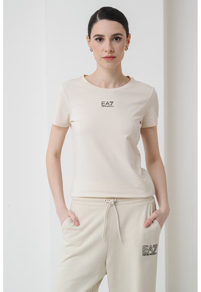 EA7 Tricou cu decolteu rotund - Crem