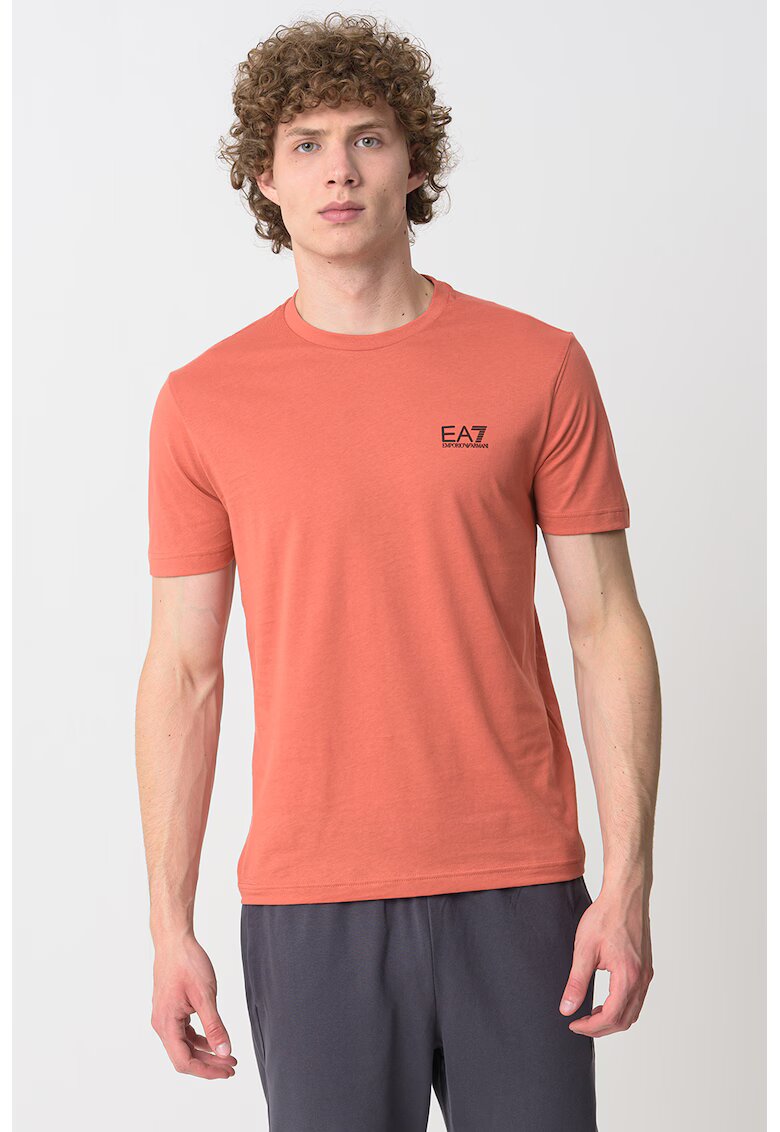 EA7 Tricou cu model uni Gircollo - Portocaliu persan