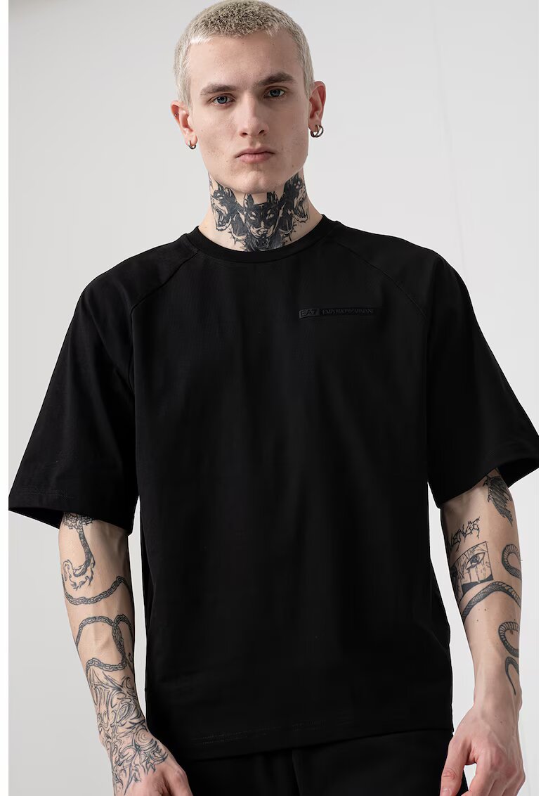 EA7 Tricou cu perforatii pe spate - Negru