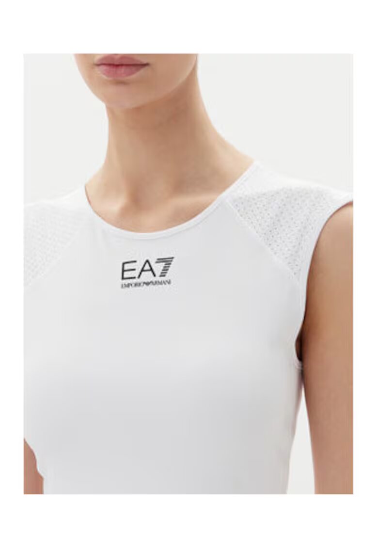 EA7 Tricou dama - Emporio Armani alb - poliester si elastan -