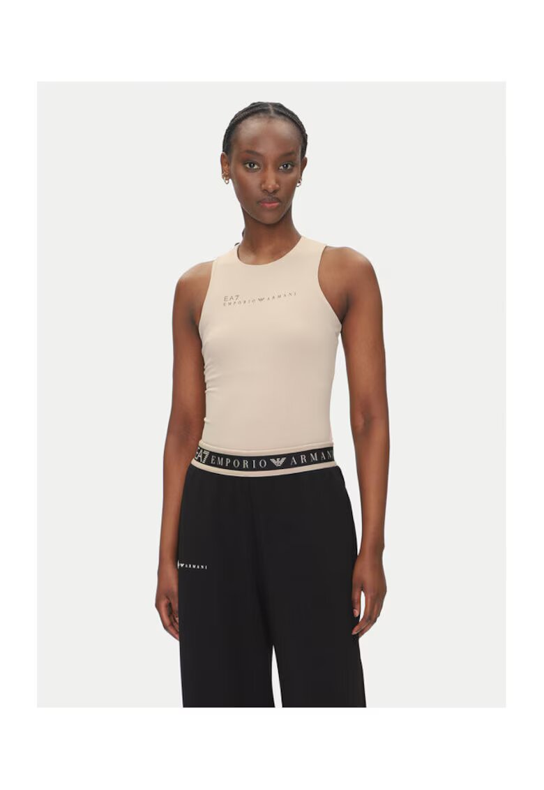 EA7 Tricou dama - Emporio Armani bej - poliamida si elastan - Bej