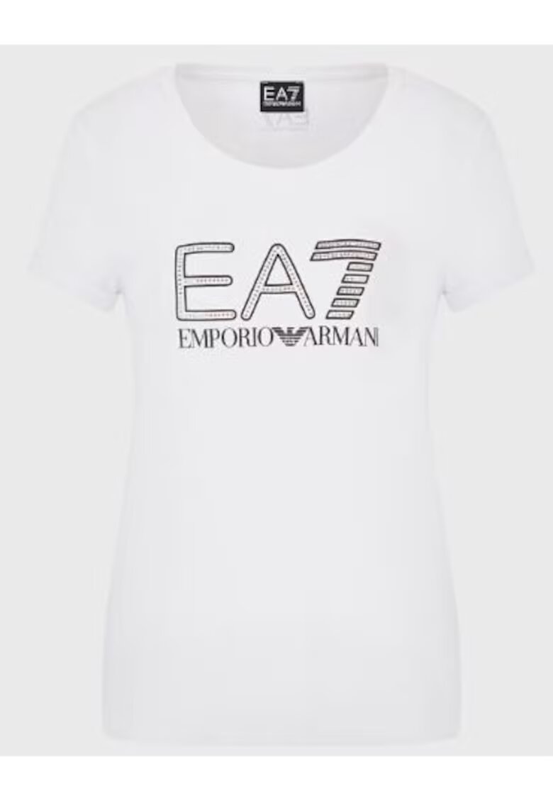EA7 Tricou din amestec de bumbac logo - Alb