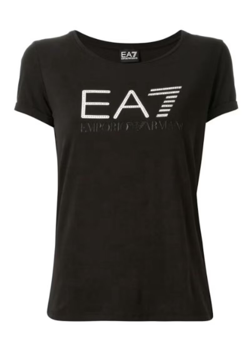 EA7 Tricou din amestec de bumbac logo - Negru