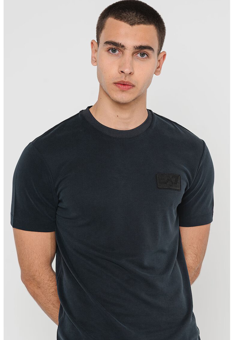 EA7 Tricou din amestec de lyocell cu logo - Gri antracit