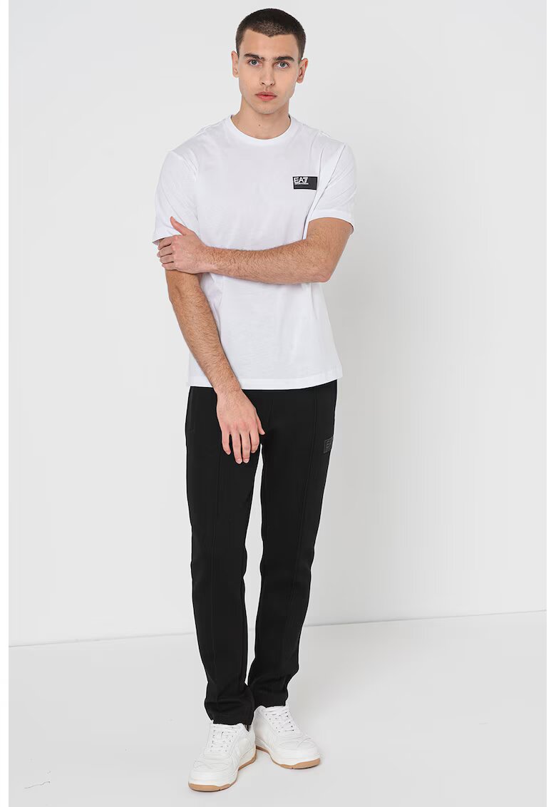 EA7 Tricou din bumbac cu logo - Negru/Alb optic