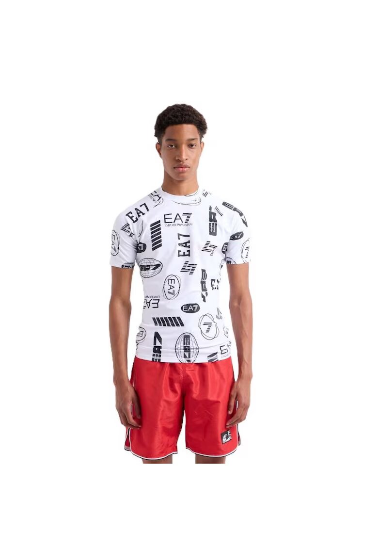 EA7 Tricou pentru Barbati - m tee ss lycra - 7M000547-AF13158-F0043 - Alb - Alb