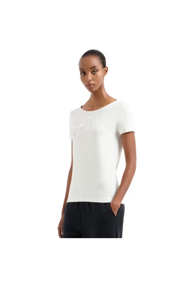 EA7 Tricou pentru Femei - w handwritten tee crossover - 7W000184-AF10373-U0005 - Alb - Alb