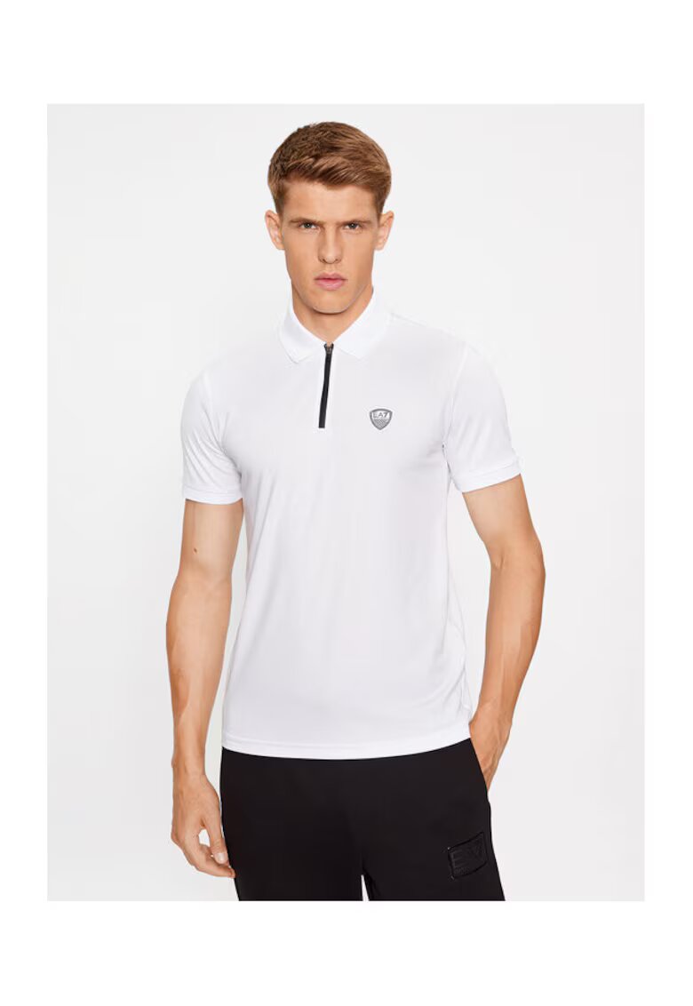 EA7 Tricou Polo barbati Emporio Armani - 8NPF13 PJRGZ - Viscoza/Poliamida - Alb - Alb