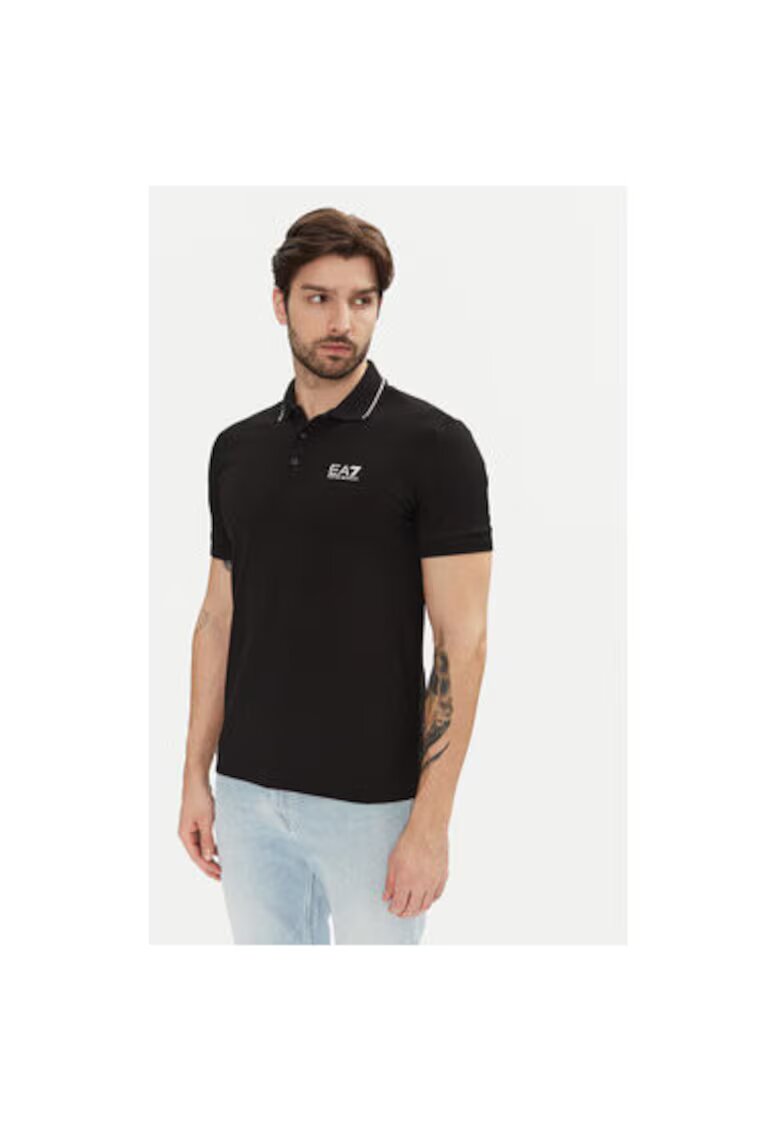 EA7 Tricou polo barbati Emporio Armani - 8NPF16 PJVUZ - Bumbac - Negru - Negru
