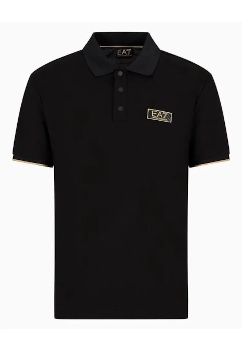 EA7 Tricou polo Emporio Armani - negru - 100% bumbac