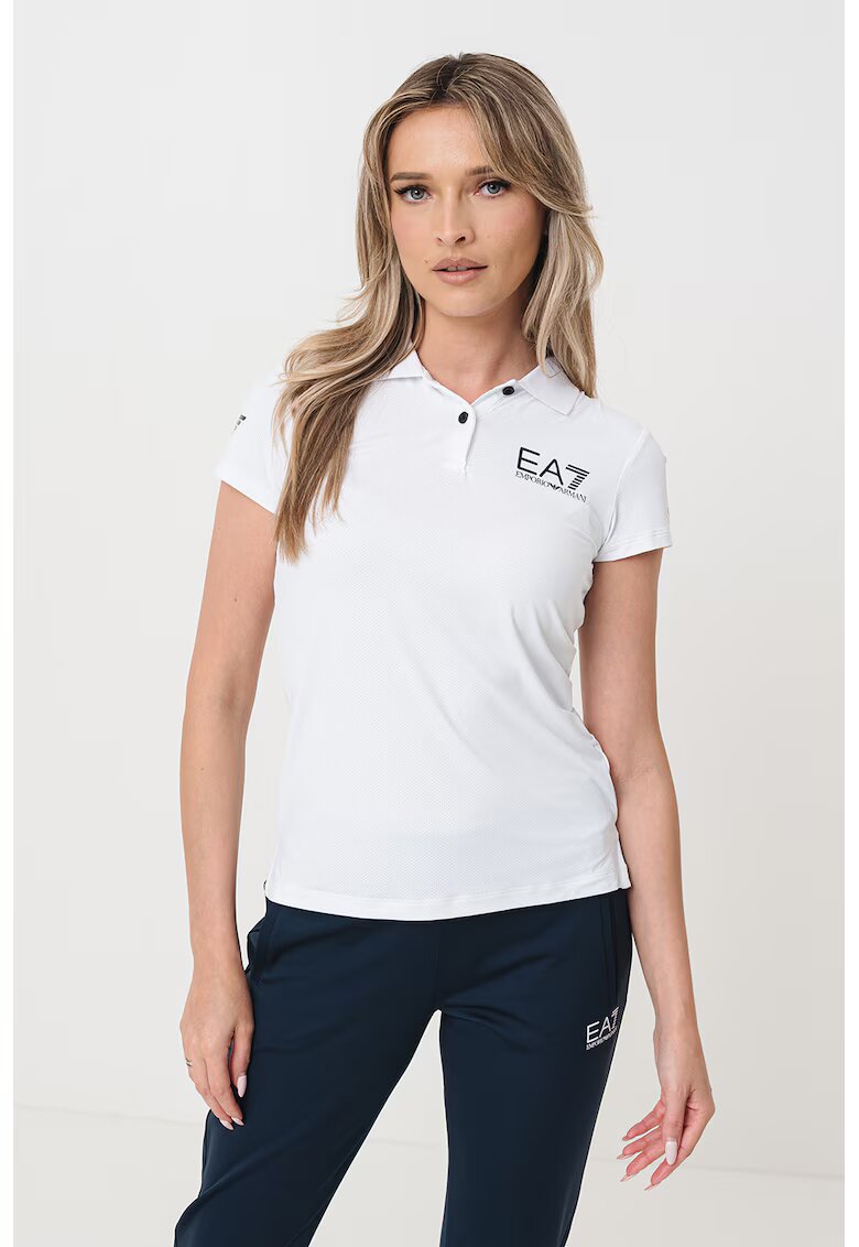 EA7 Tricou polo sim-fit - Negru/Alb optic