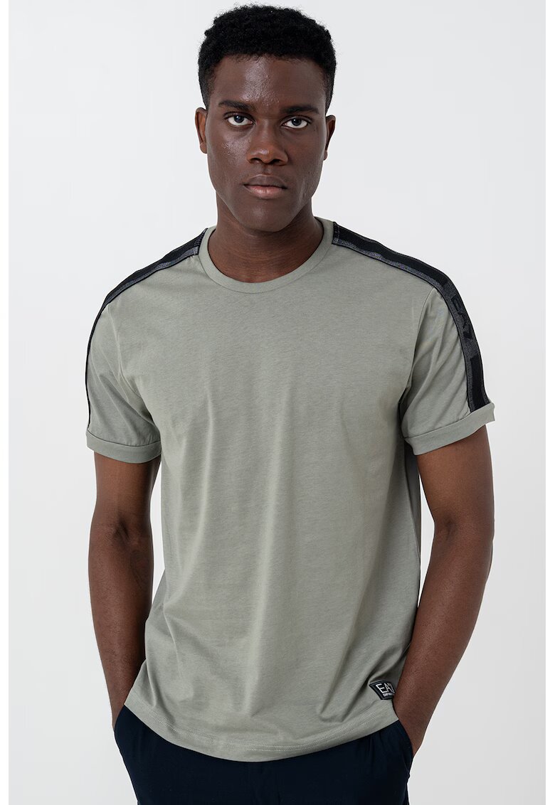 EA7 Tricou regular fit cu decolteu la baza gatului - Verde sparanghel