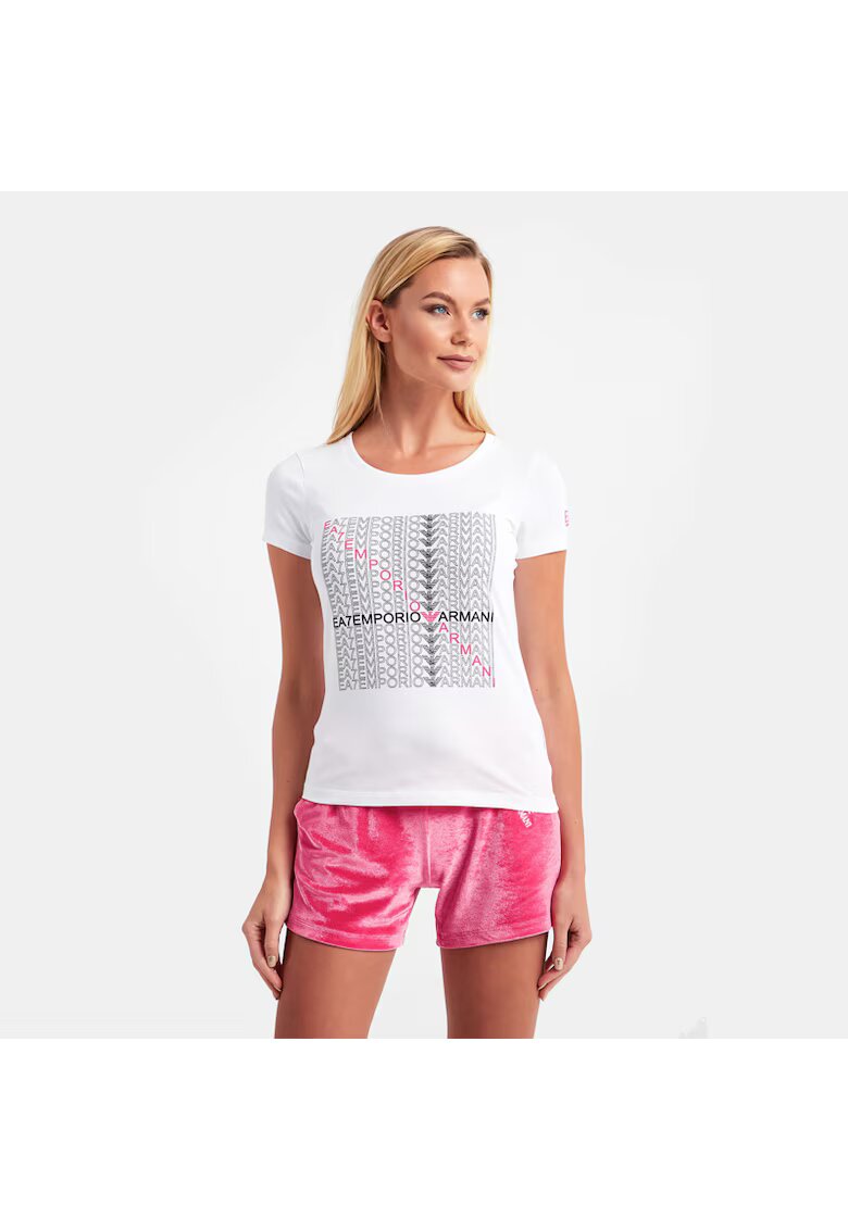 EA7 Tricou regular fit cu imprimeu frontal - Alb