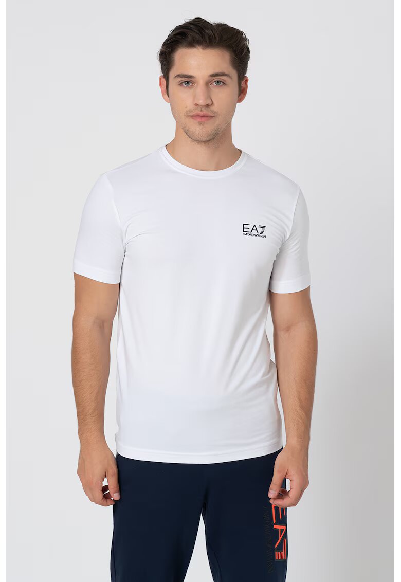 EA7 Tricou slim fit cu logo - Alb