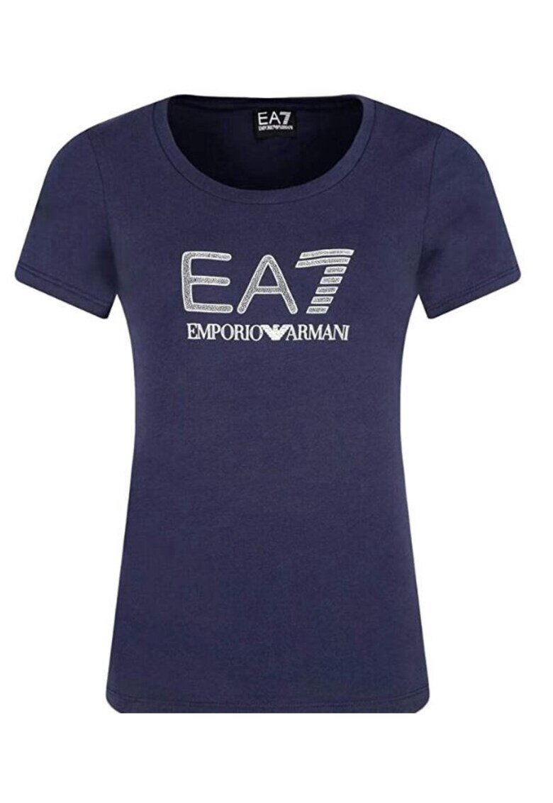 EA7 Tricou slim fit cu logo sclipitor -