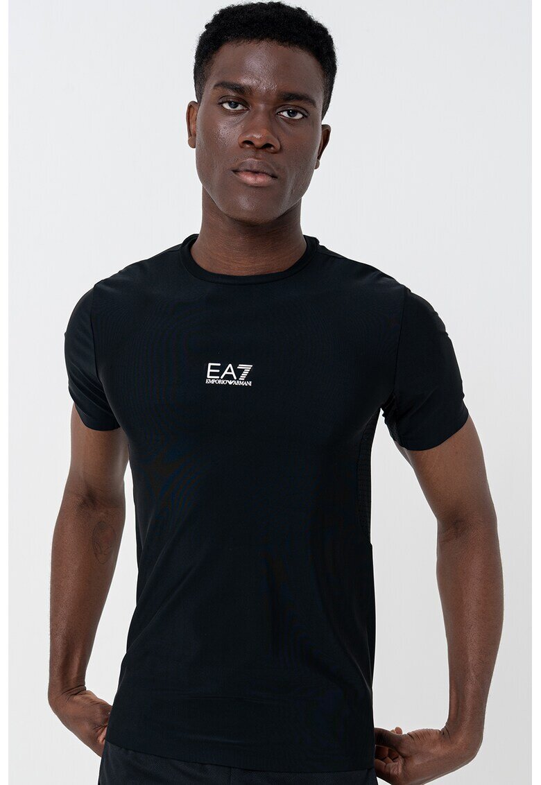 EA7 Tricou super slim fit cu imprimeu logo - Negru