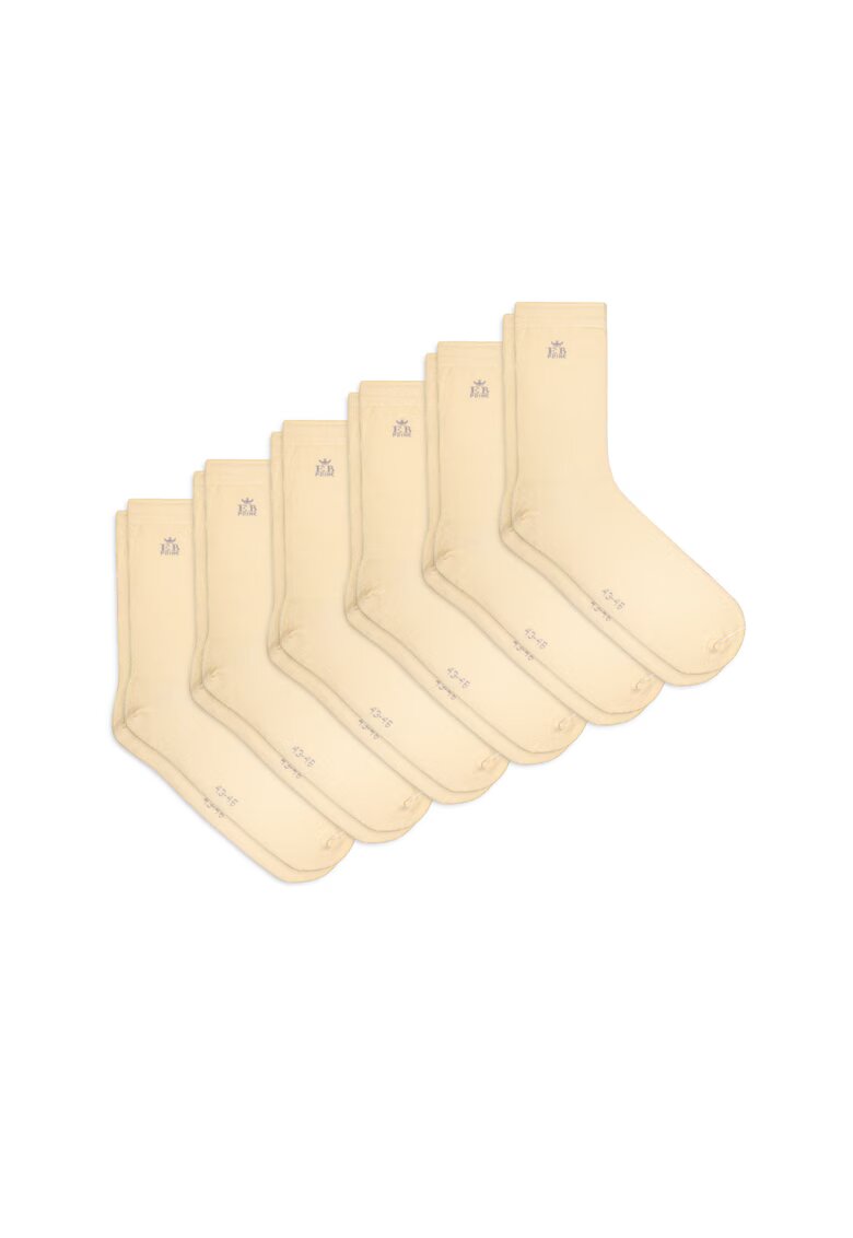 EB Prime Set 6 perechi - Sosete din bumbac pieptanat - fara cusatura - respirabile si confortabile - Crem
