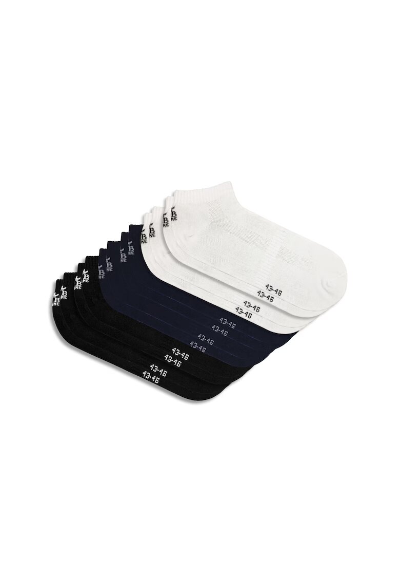EB Prime Set 6 perechi - Sosete Scurte din Bumbac Pieptanat - fara cusatura - respirabile si confortabile - Alb/Negru/Albastru