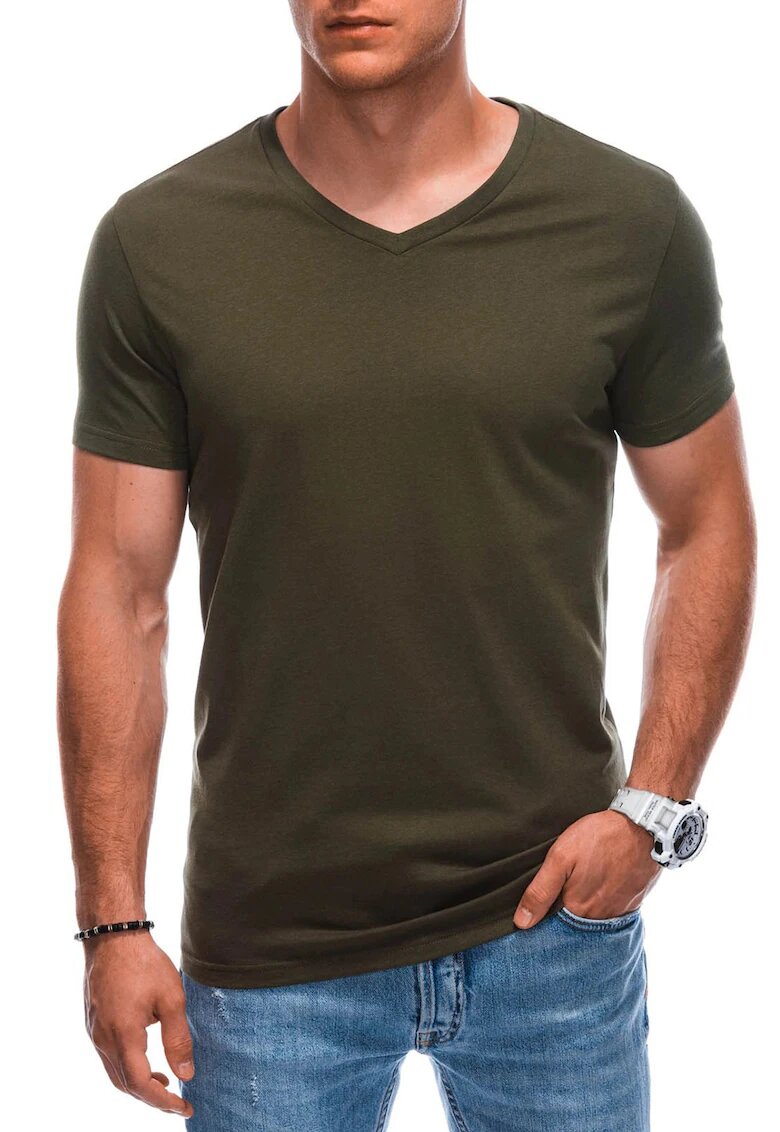 EDOTI Tricou din bumbac cu decolteu in V
