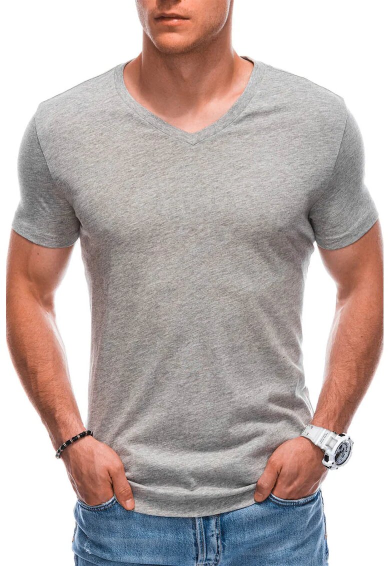 EDOTI Tricou din bumbac cu decolteu in V